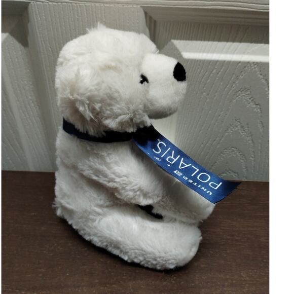 United Airlines POLARIS First to Fly Ursa White Polar Bear Blue Ribbon Plushie - Picture 4 of 7